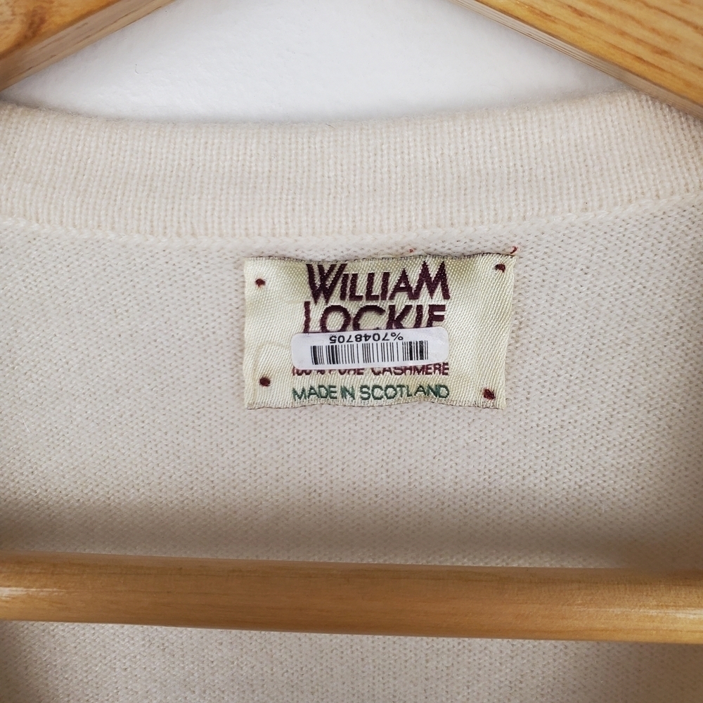 Vntg Cashmere William Lockie Cream Cardigan Sweater. 38"/Men's SM. #223 - Picture 2 of 11